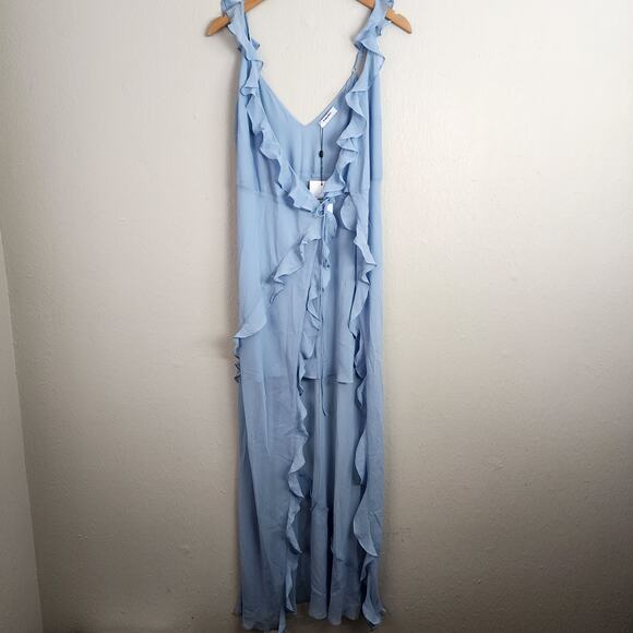 NEW Rumored Ruffle Wrap Maxi Dress Blue Angel Falls S - Picture 6 of 13